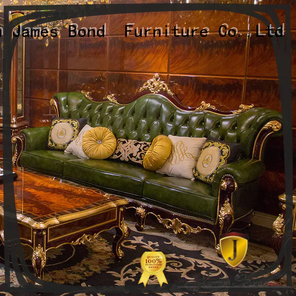 James Bond classical luxury style sofa 14k gold and solid wood deep green JF508