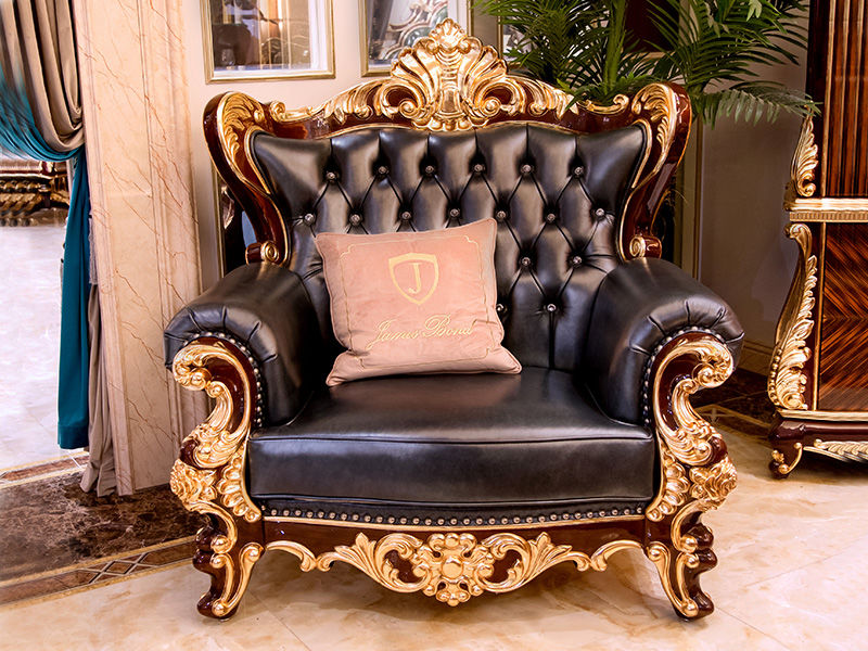 James Bond classical sofa design 14k gold and solid Deep blue A2815