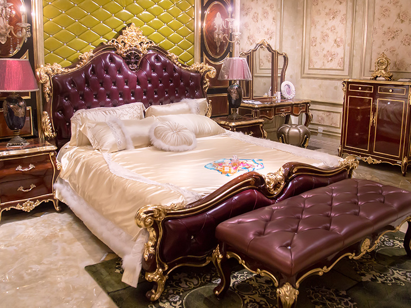 New classic french bedroom furniture velvet for business for villa