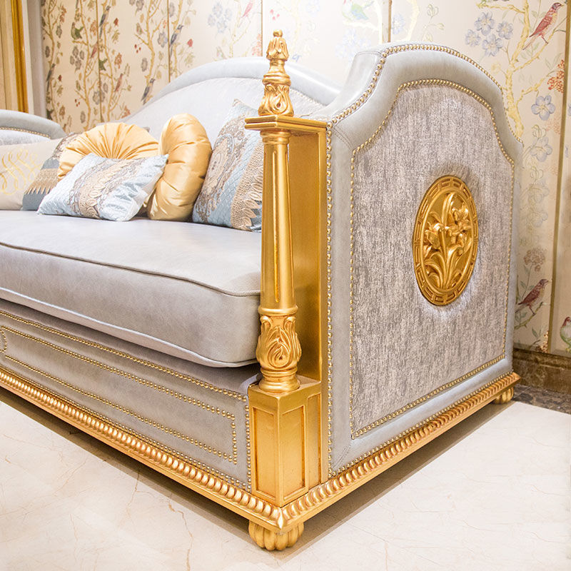 James Bond Classic Italian sofa design 14k gold and British style Light blue A2822