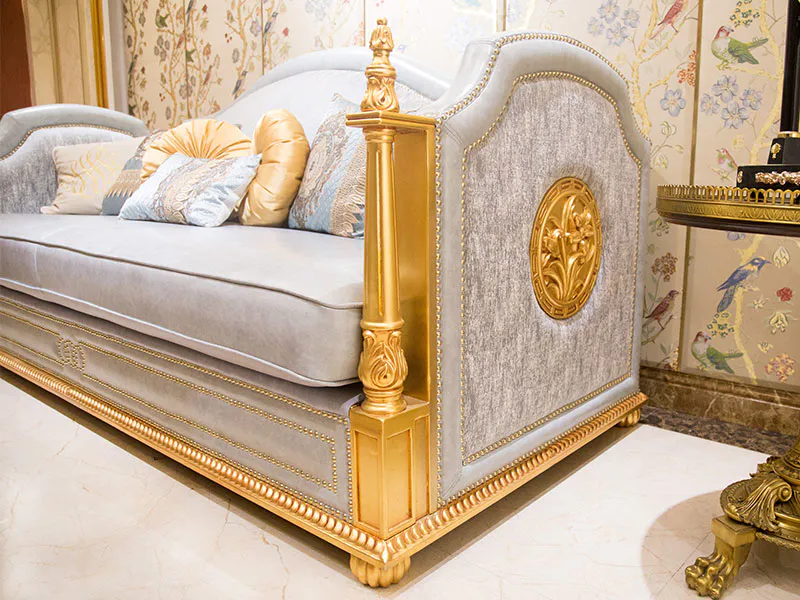 James Bond classical sofa design 14k gold and British style Light blue A2822