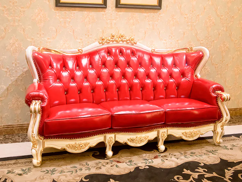 James Bond classical sofa design 14k gold and solid Red A2791