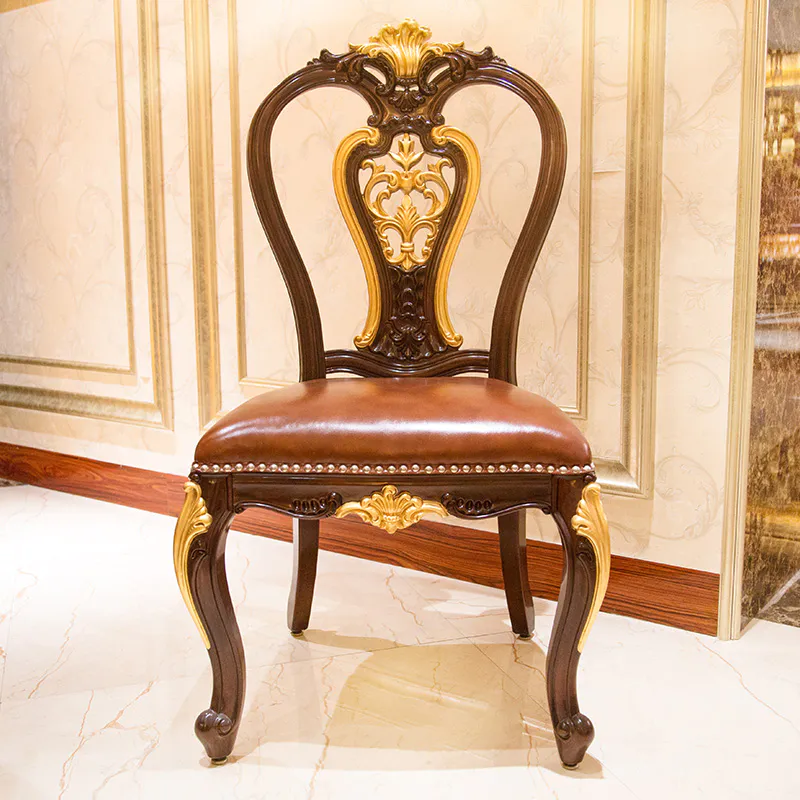 Classic Dining Chair 14k Gold And Solid Wood-James Bond Furniture