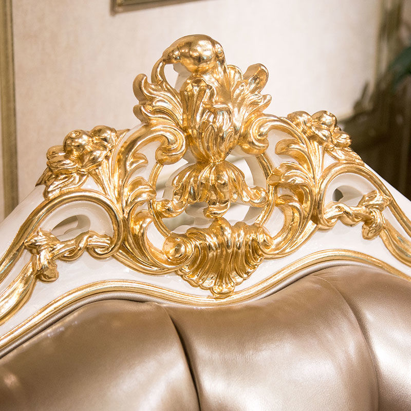 James Bond Classic luxury italian sofa furniture 14k gold and solid wood Light grey   A2803