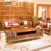James Bond Classic chesterfield style sofa furniture 14k gold and British style Bright coffee A2821