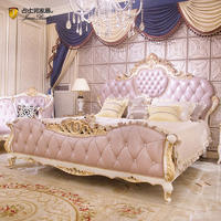 James Bond Classic style bed furniture 14k gold and solid wood Pink/Brown/white JF264