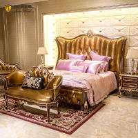 James Bond Classic bed design 14k gold and solid wood Light brown JP675