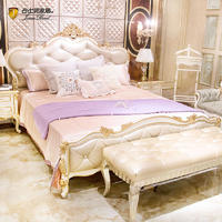 James Bond Classic Italian bed furniture14k gold and solid wood White / Light brown/ Light grey F110