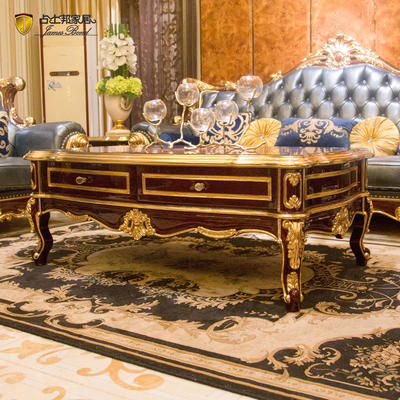 James Bond Classic coffee table furniture 14k gold and solid wood with piano resin paint A tank barrels D2789