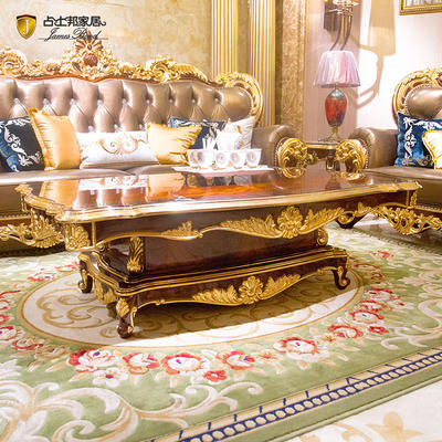 James Bond Classic coffee table/ End table14k gold and solid wood with piano resin paint Brown /Gold /White JF17
