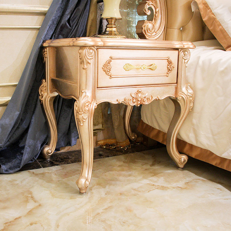 Classic bedside table 14k gold and solid wood JP614 James Bond（Champagne）