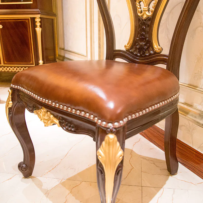Classic Dining Chair 14k Gold And Solid Wood-James Bond Furniture