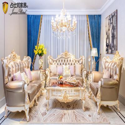 James Bond Classic luxury italian sofa furniture 14k gold and solid wood Light grey   A2803