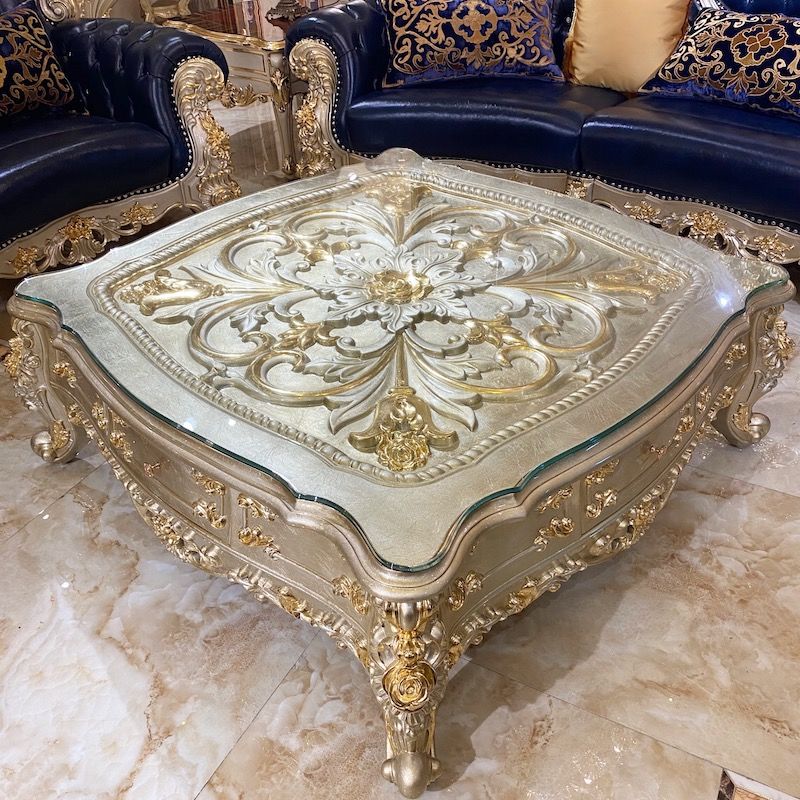 Classic Luxury Furniture Finely Hand-Carved Luxury Square Coffee Table JP709