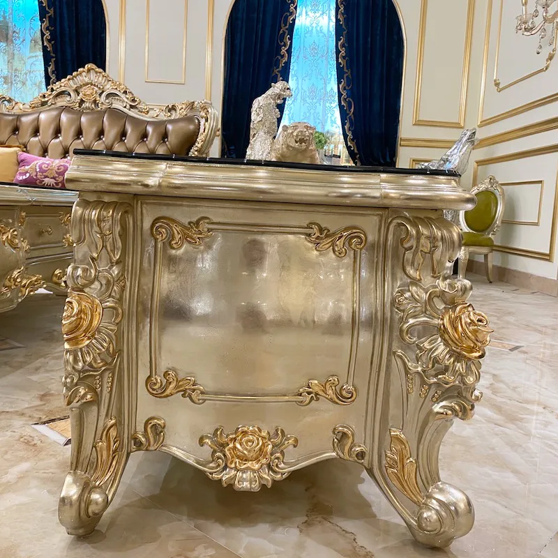 Royal Furniture Hand-Carved - Luxury Two Color Gold Foil TV Cabinet JP708