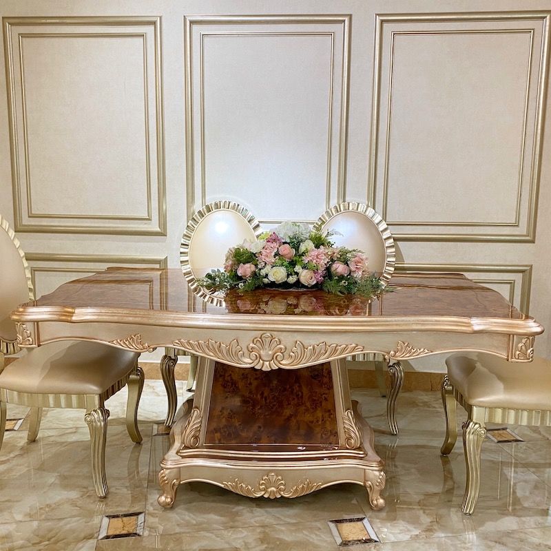 Classic Dining Room Classic Rectangular Table F118 In Champagne