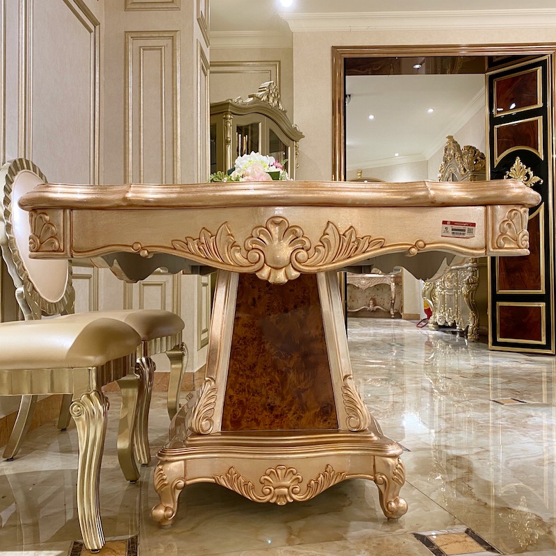 Classic Dining Room Classic Rectangular Table F118 In Champagne