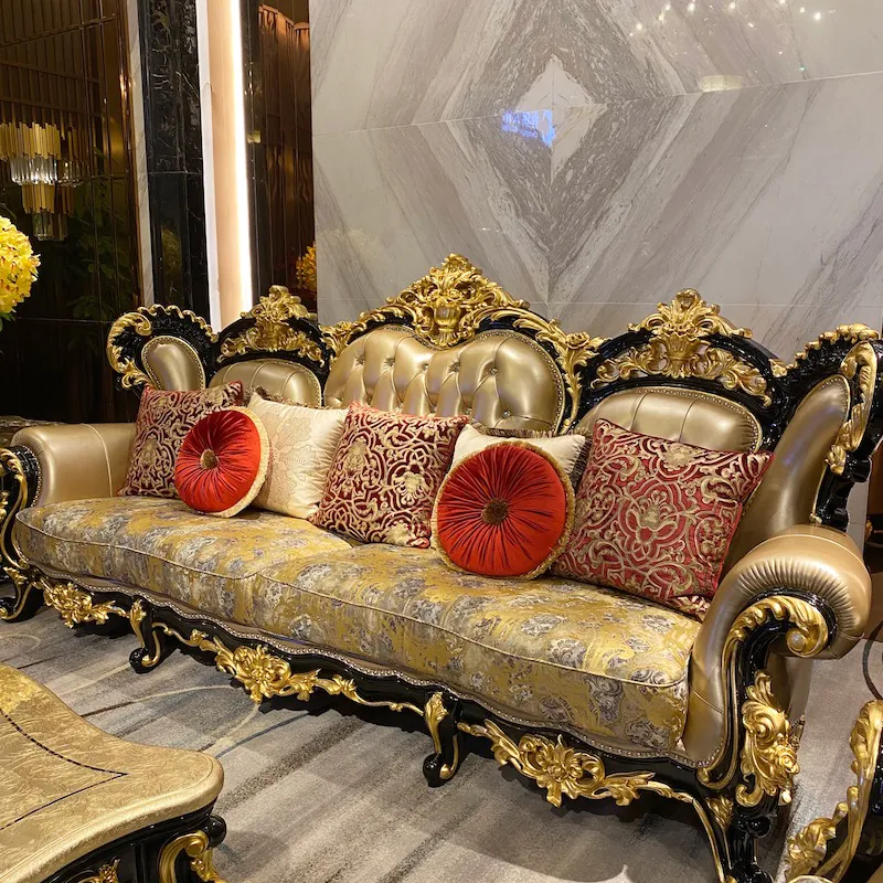Luxury furniture handmade gold leaf classic sofa DS075(F905)
