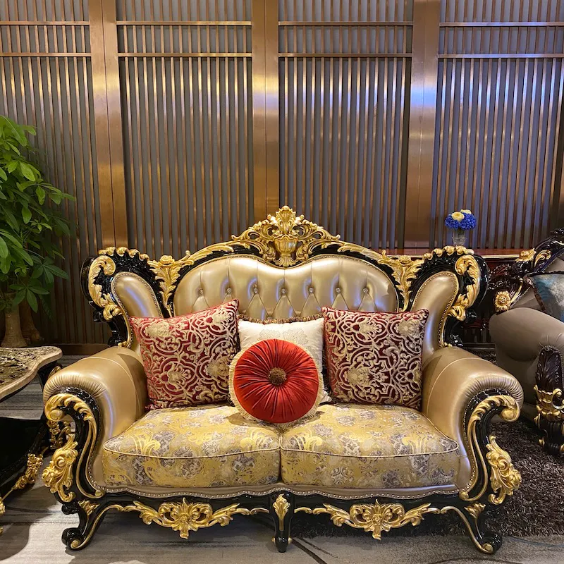 Luxury furniture handmade gold leaf classic sofa DS075(F905)
