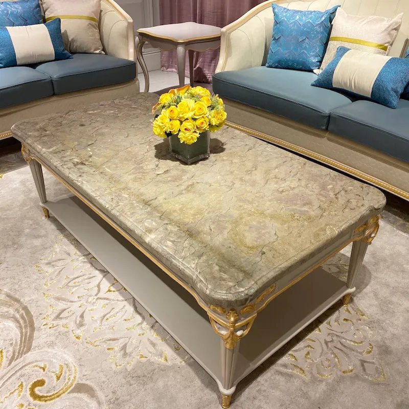 Classic coffee table R-932a-1 premium grey marble table top