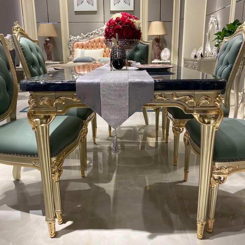 Italian Dining Room Luxury Classic Dining Table With Marble T-932a-1