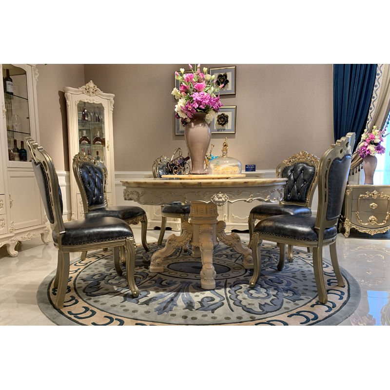 Italian living room furniture marble solid wood classic dining table