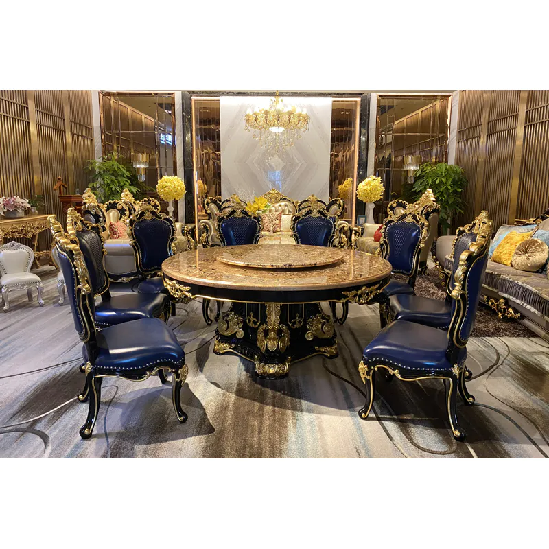 Royal furniture Super luxury gold foil classic dining table T-3313-1