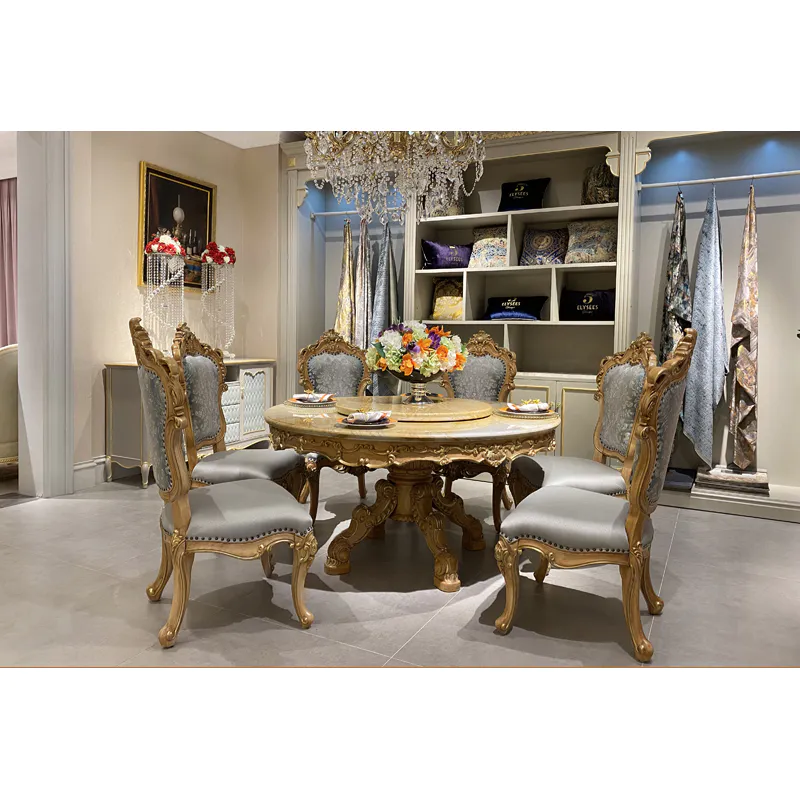 luxury furniture quality marble classic dining table set T-3301-1