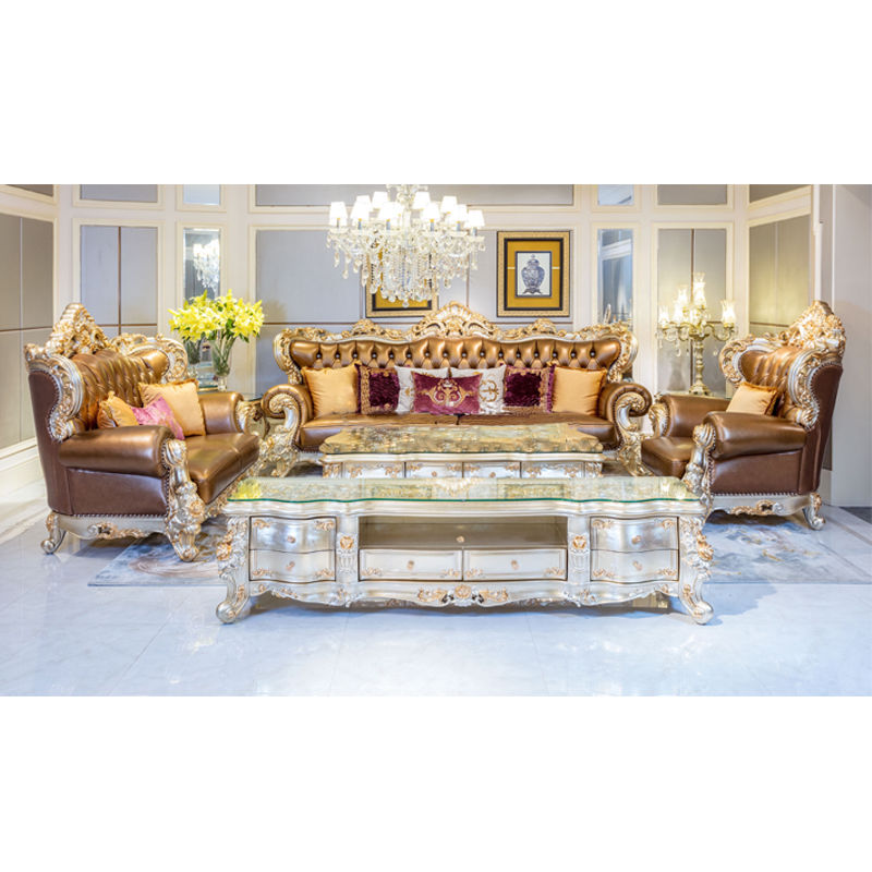 Classic sofa furniture 14k gold and solid wood gold&champagne A2819 James Bond