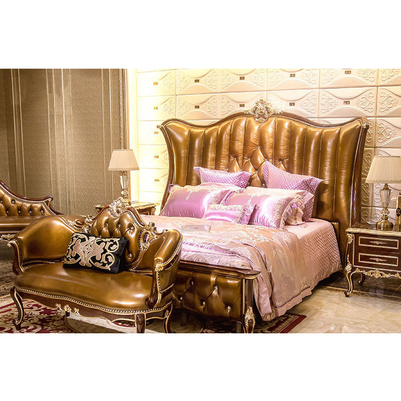 James Bond Classic bed design 14k gold and solid wood Light brown JP675