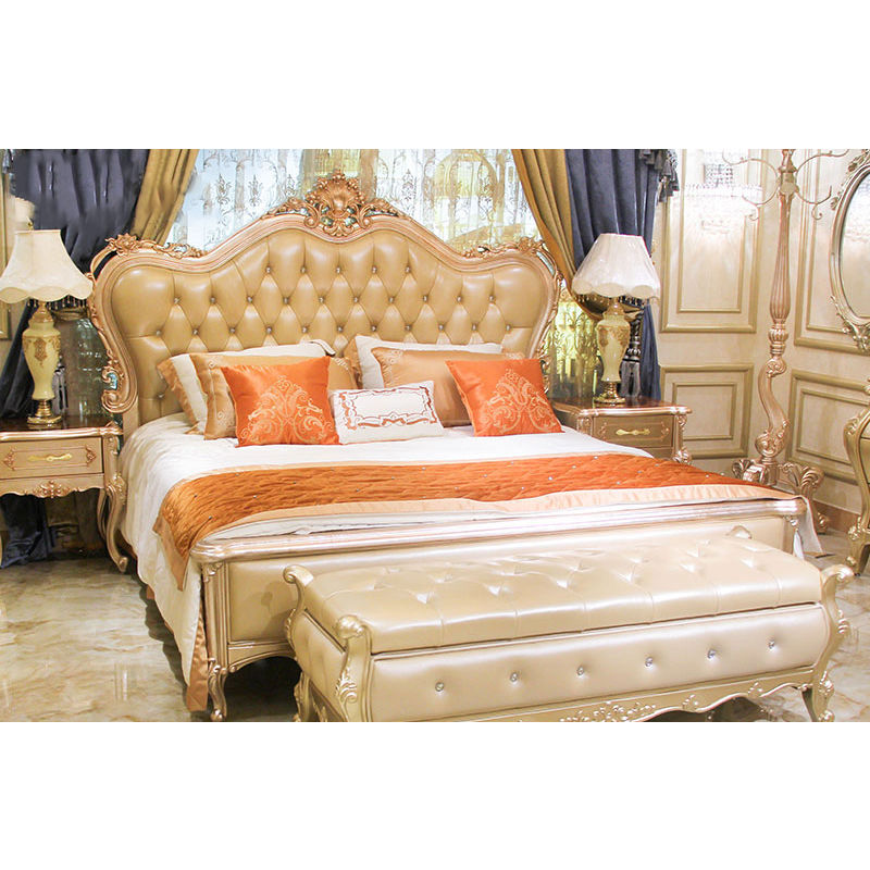 Italian classic bed design 14k gold and solid wood  champagne JP632 James Bond