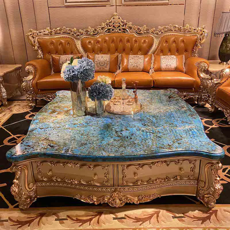Royal furniture luxury blue natural marble coffee table
