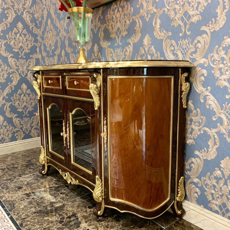Italian Classic Sideboard Furniture Luxurious Gold Leaf  Sideboard Table