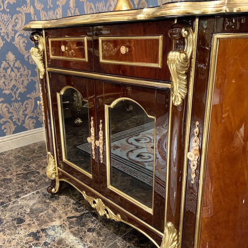 Italian living room luxurious gold leaf console table