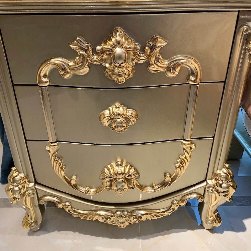 Classic bedroom furniture classic bedside table with gold leaf