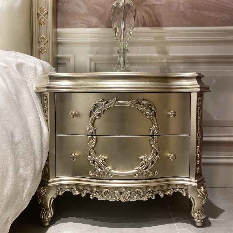 Classic bedroom furniture silver foil classic bedside table