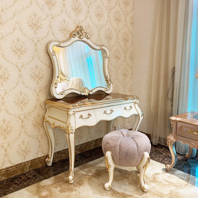 Italian bedroom furniture gold leaf dressing table