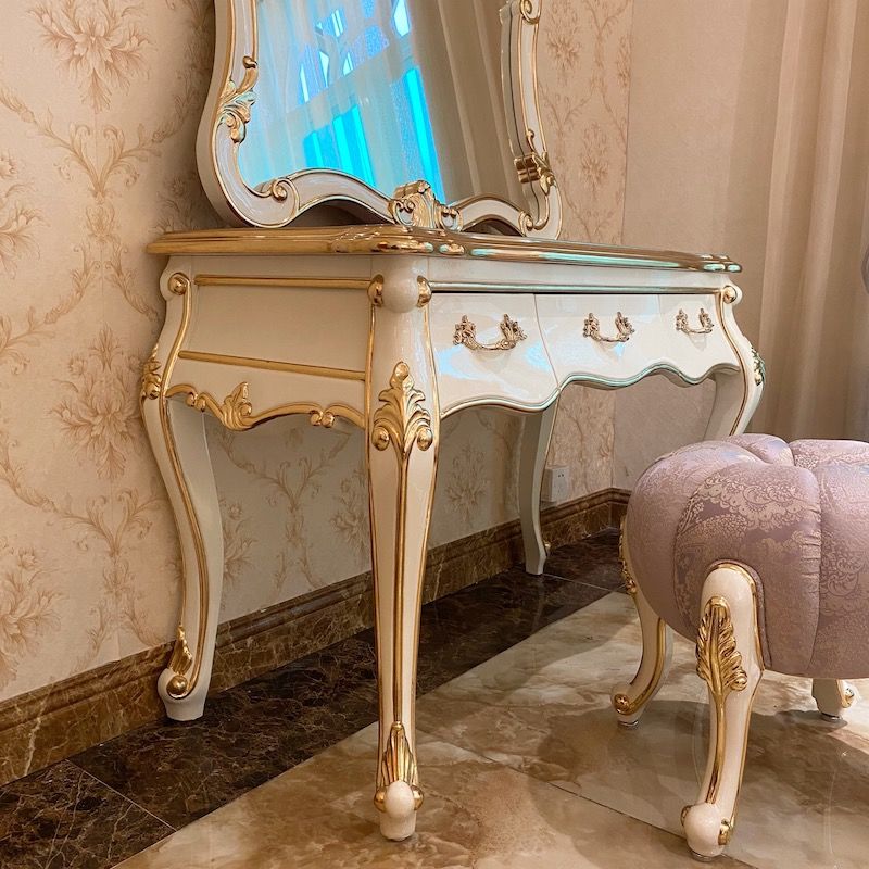 Italian bedroom furniture gold leaf dressing table