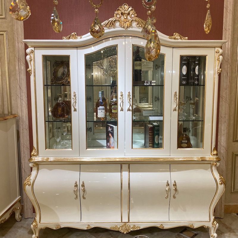 High End Italian Wood Wine Cabinet with Glass Door JF05 - James Bond Furniture