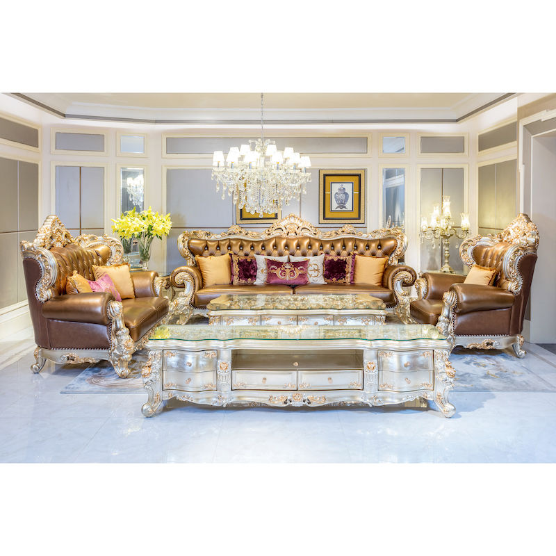 Classic Sofa Furniture 14k Gold And Solid Wood A2819