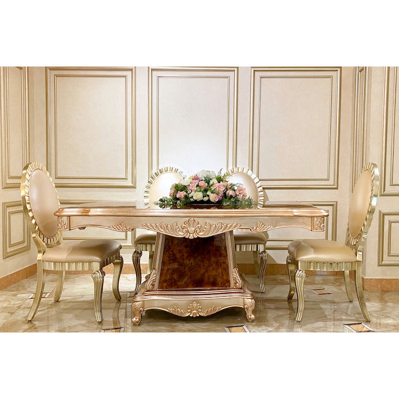 Classic Dining Room Classic Rectangular Table F118 In Champagne