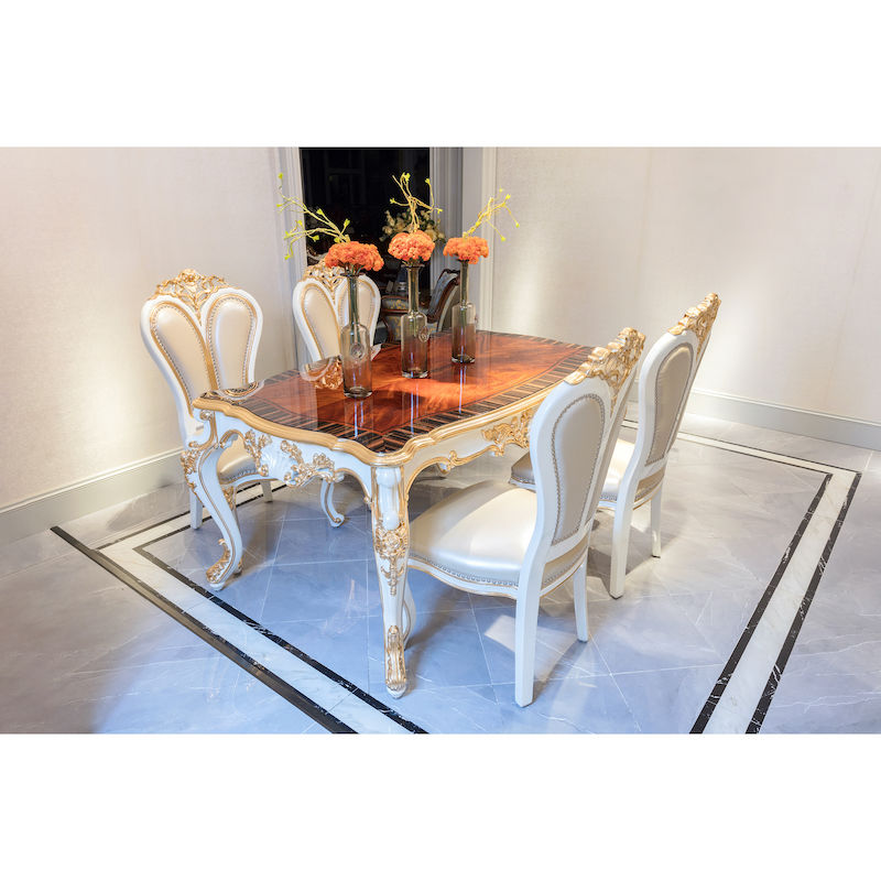Classic Dining Room Furniture JP655 Hand-Carved Hand-Pasted Gold Foil