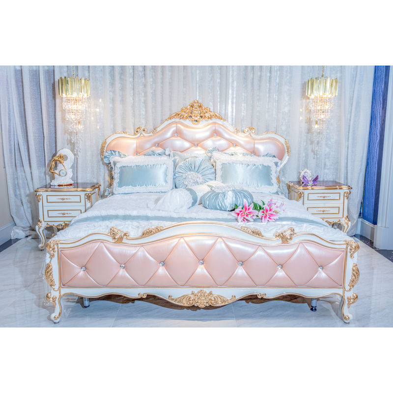 Classic Italian Bed Furniture 14k Gold And Solid Wood F110