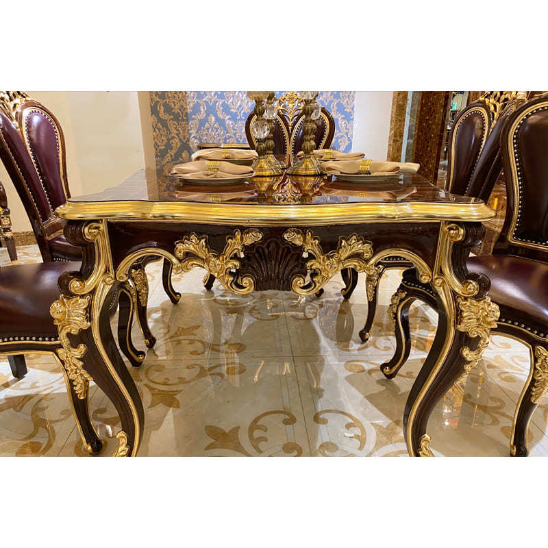 Classic Dining Room Furniture JP655 Hand-Carved Hand-Pasted Gold Foil