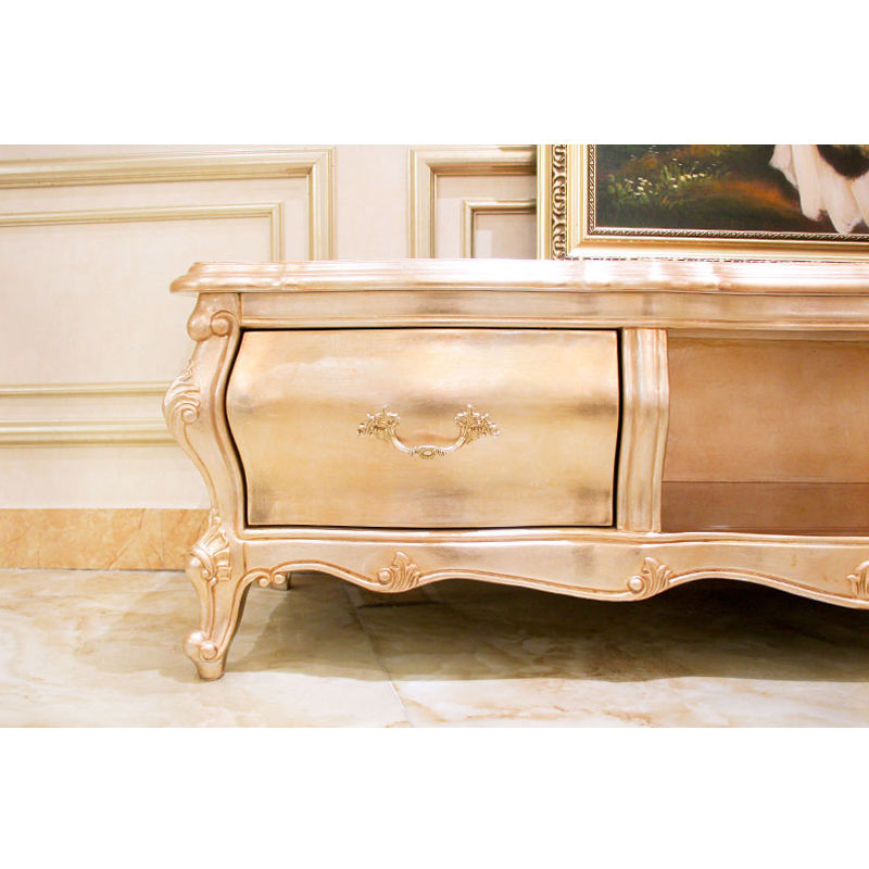 Classic TV Cabinet Design Rose Gold And Solid Wood JF03 James Bond Furniture