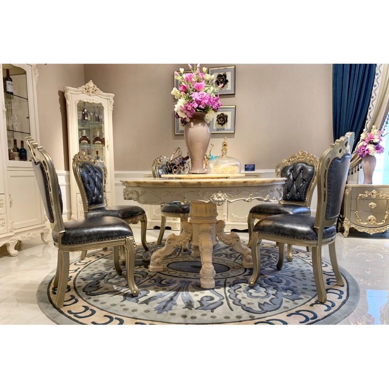 Italian Living Room Furniture Marble Solid Wood Classic Dining Table