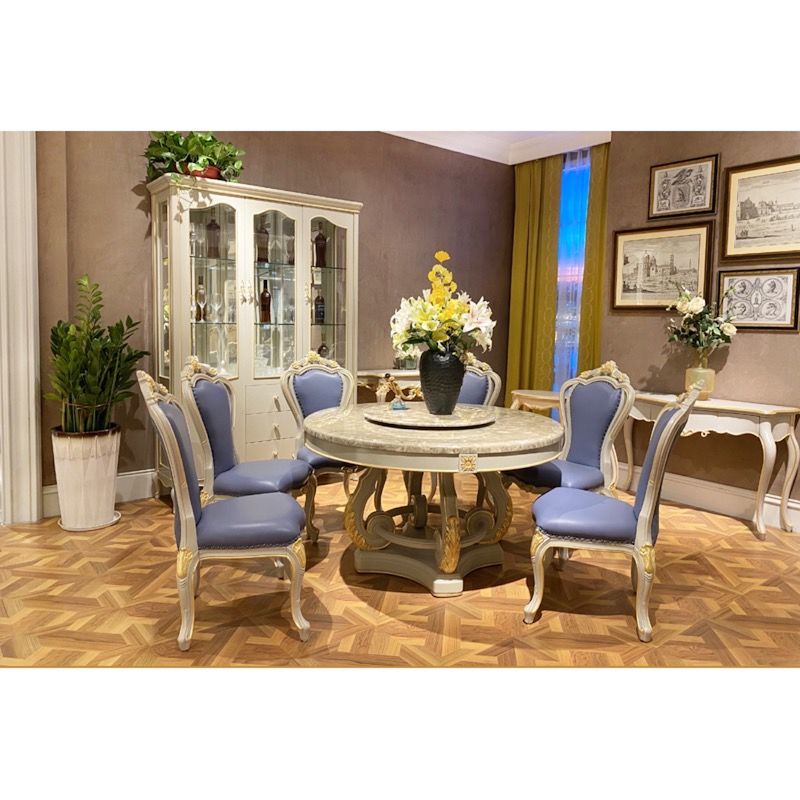 Classic Dining Room Classic Dining Table With Marble Top T-3320a-1