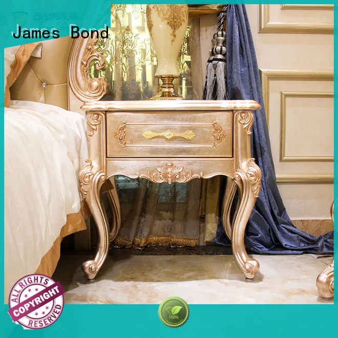 James Bond solid wood classic bedside table wholesale for villa