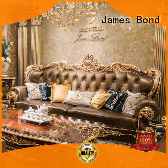 James Bond classical sofa furniture 14k gold and solid wood light brown A2820