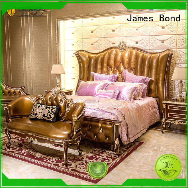 James Bond classical bed design 14k gold and solid wood Light brown JP675